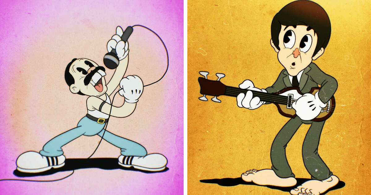 Artista reimagina a las estrellas de rock como personajes de dibujos animados (20 fotos)