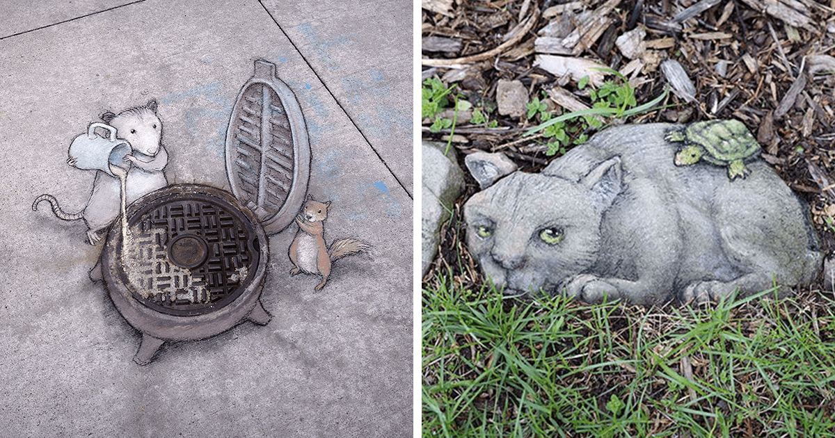 Artista callejero sorprende a la gente con criaturas dibujadas en lugares aleatorios 20 fotos