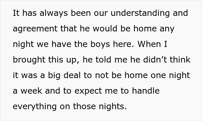 Envíe un mensaje de texto sobre la comprensión de una pareja sobre la presencia del marido cuando sus hijos están en casa.
