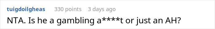 Reddit comenta cuestionando si un esposo es negligente debido al juego.