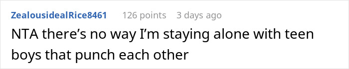 Comentario de Reddit expresando preocupación por manejar solo a los adolescentes.