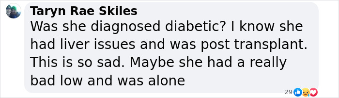 Comentario discutiendo la diabetes y los problemas de salud relacionados con los rumores de Michelle Trachtenberg.