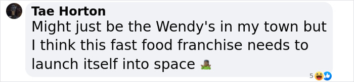 Wendy's recibe críticas en línea en un comentario, lo que sugiere que la franquicia de comida rápida se lanza al espacio.