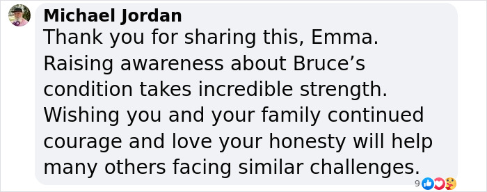 Michael Jordan elogia a Emma por compartir la historia de demencia de Bruce Willis, elogiando su fuerza y ​​honestidad.