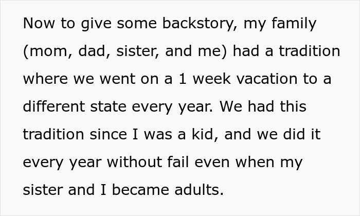 Envíe un mensaje de texto compartiendo una tradición de vacaciones familiares, parte de una historia de fondo en un artículo sobre una mujer que estrelló el viaje familiar de un prometido.