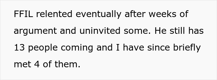 Envíe un mensaje de texto sobre el futuro suegro agregando invitados no invitados a una boda.