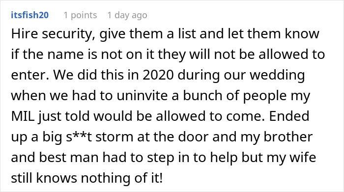 Comentario Lista de seguridad de asesoramiento para invitados no invitados en la boda para administrar las invitaciones aleatorias de futuros suegros.