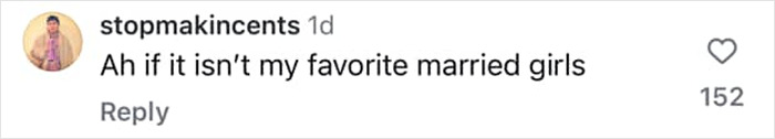 Comente en las redes sociales celebrando los tortolitos con el comentario favorito de las niñas casadas y 152 me gusta.