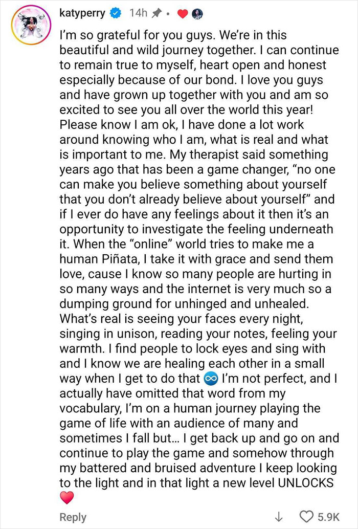 Katy Perry responde a los críticos con un mensaje sincero en medio de una reacción violenta sobre la controversia de vuelo espacial de origen azul.
