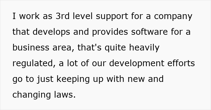 Texto sobre el trabajo de soporte de tercer nivel en un negocio de software regulado.