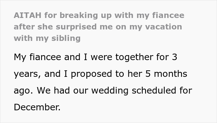 Envíe un mensaje de texto sobre una ruptura después de que una mujer se estrella en las vacaciones familiares del prometido, señalando una boda prevista en diciembre.