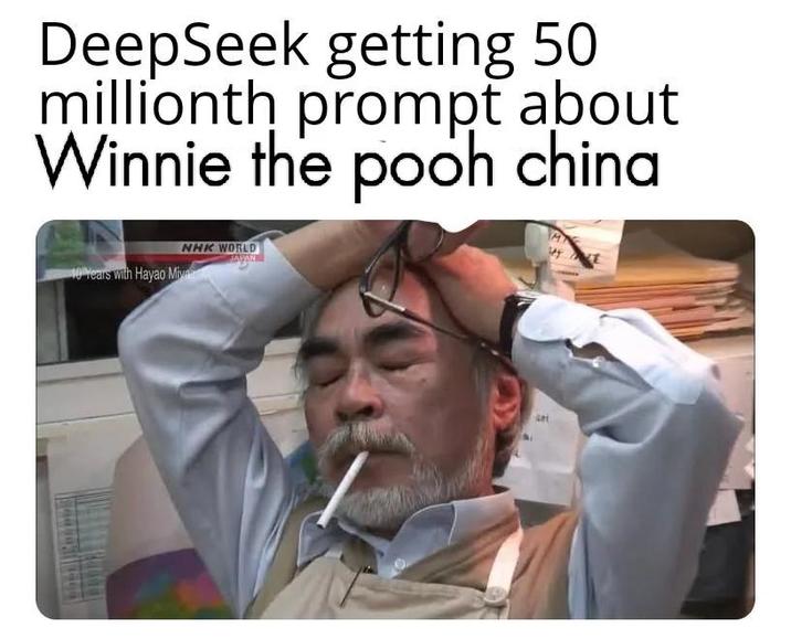 Seekdeep | /r/memes Deepseek obteniendo un número 50 millones sobre Winnie the Pooh China NHK World 10 años con Hayao Miya
