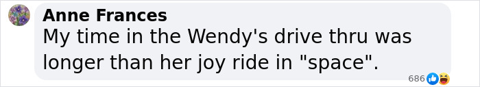 Comentario de mensaje de texto sobre Wendy's y "espacio" Joy Ride.