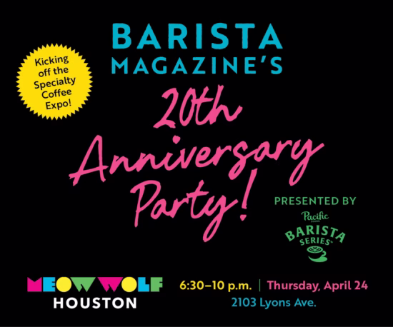 Partido del 20 aniversario de la revista Barista en el cartel de Houston