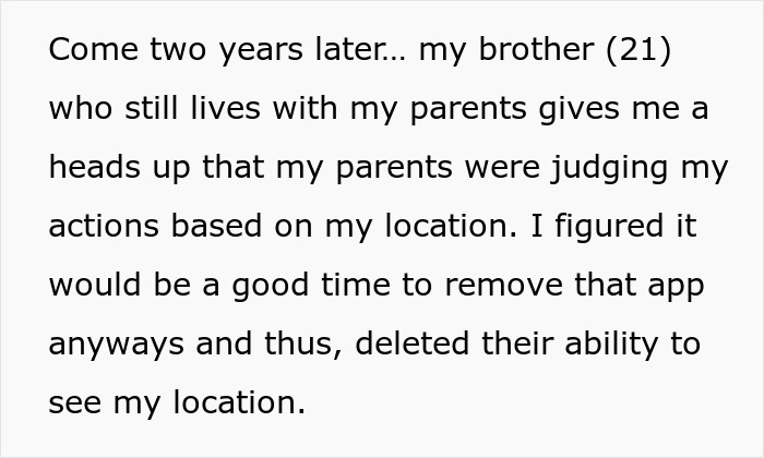 Extracto de texto sobre la aplicación de la aplicación de seguimiento del teléfono para evitar que los padres vean la ubicación y los problemas de privacidad familiar relacionados.