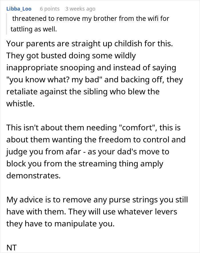 Captura de pantalla de un comentario en línea discutiendo a los padres utilizando el seguimiento del teléfono y los consejos para eliminar el seguimiento del teléfono para la privacidad.