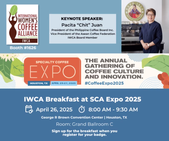 Desayuno Internacional de la Alianza del Café de Mujeres (IWCA), con la oradora principal Pacita 
