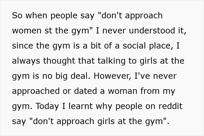 Extracto de mensajes de texto sobre el tipo que mira el gimnasio Fallar y comprender por qué las mujeres odian, destacando los problemas de coqueteo del gimnasio.
