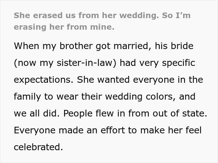 Extracto de texto de la historia de venganza de boda de una mujer sobre no hacer el día sobre otra mujer.