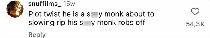 Captura de pantalla de un comentario en las redes sociales que reacciona a una historia sobre un ex bailarín que se convierte en monje.