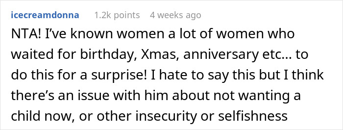 Comentario del usuario discutiendo a las mujeres sorprendentes a los esposos con pruebas de embarazo en ocasiones especiales y problemas con su reacción.