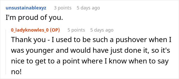 Conversación de Reddit sobre ser nominado para una tarea arriesgada en el trabajo debido a no tener hijos, discutiendo el crecimiento personal.