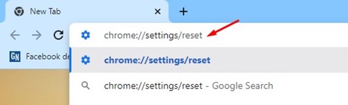 Chrome: // Configuración/reinicio