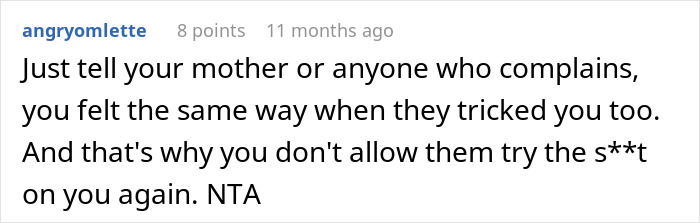 Captura de pantalla de un comentario en línea que aborda la discusión irresponsable de crianza y conflicto familiar con las amenazas policiales mencionadas.