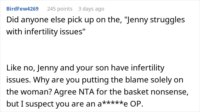 Comentario de Reddit discutiendo la culpa de la infertilidad en Dog Mom Dil Exige el mismo trato con las madres después del problema de regalos del Día de la Madre.