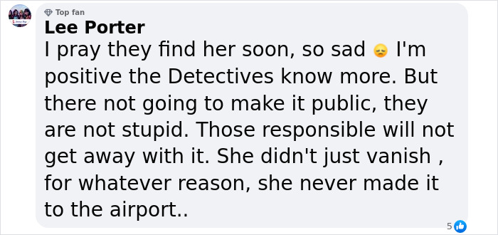 Comentario que expresa la esperanza Los detectives revelan el texto final del adolescente desaparecido que desapareció antes de llegar al aeropuerto.