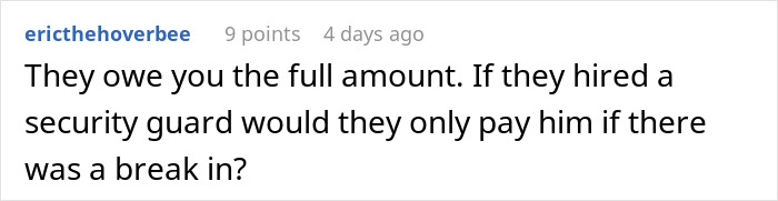 Captura de pantalla de un comentario que discute problemas de pago después de que un bebé se duerme durante el cuidado de la niñera.