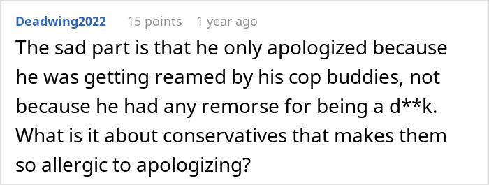 Comentario discutiendo la falta de remordimiento y disculpas genuinas de un soldado grosero, destacando los problemas de comportamiento y actitud.
