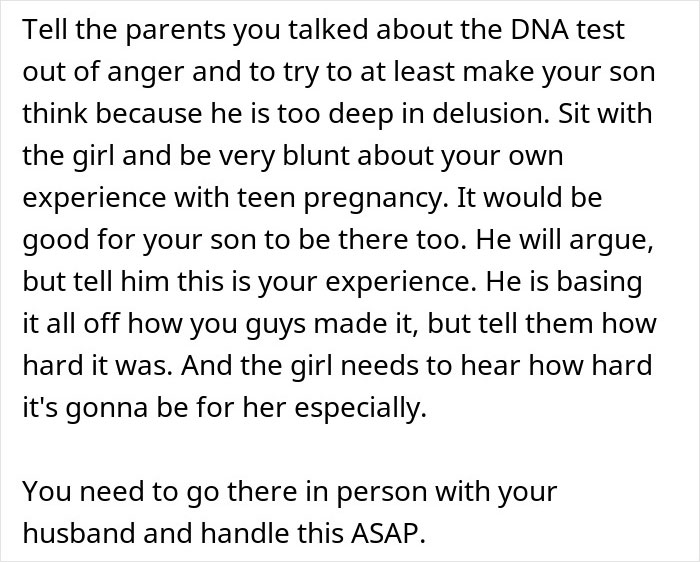 Consejos de texto sobre el manejo de adolescentes que embarazan a la novia a propósito, instando a las conversaciones honestas sobre los desafíos de embarazo para adolescentes.