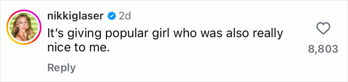 Comentario de Instagram de Nikki Glaser felicitando a una chica popular, en medio de la discusión de cirugías plásticas de Kim Kardashian.
