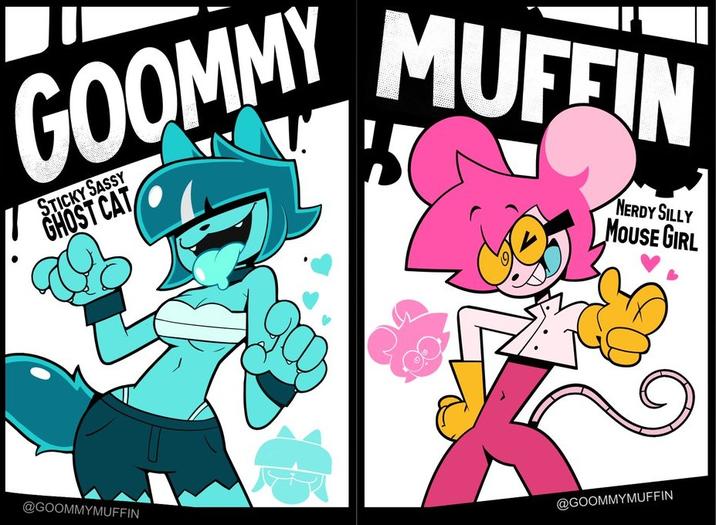 Goommy y Muffin Sábanas de personajes Goommy y Muffin. Las imágenes describen cada personaje.