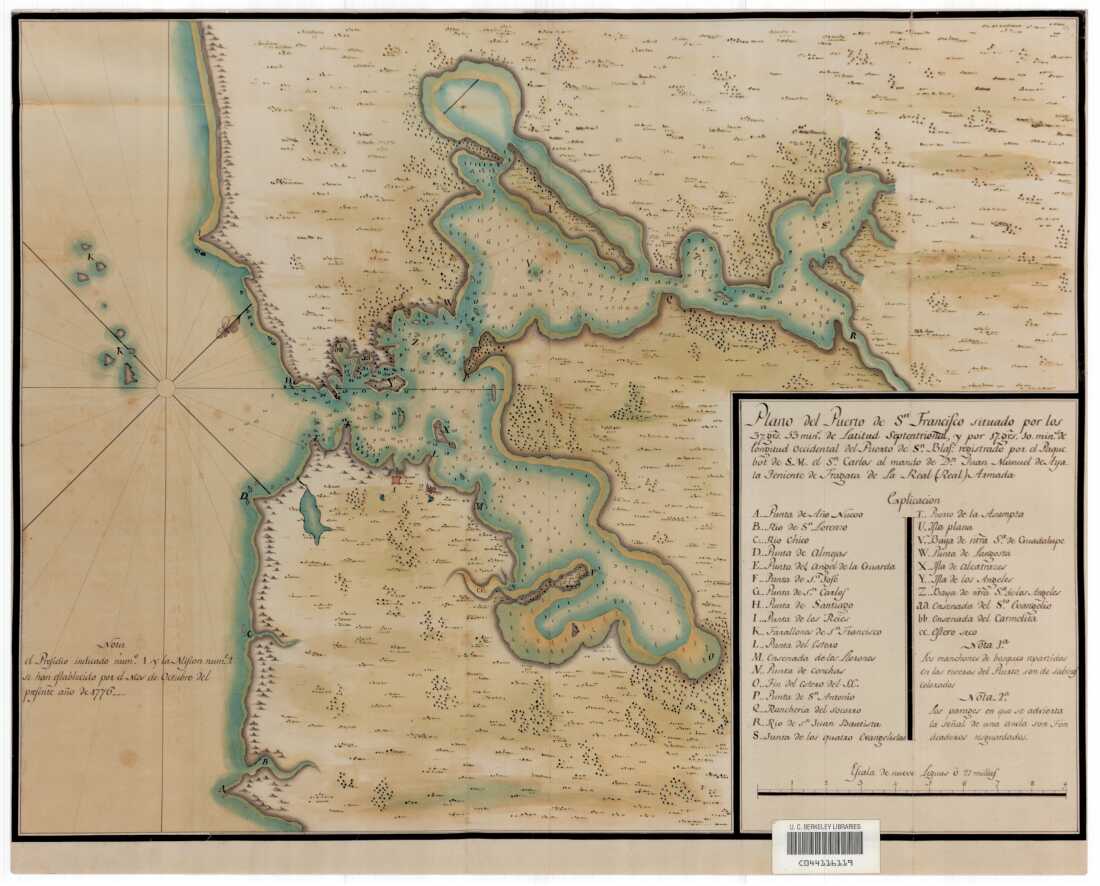 Una tabla realizada en 1775 durante una expedición de Spanish Explorer