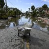 Una calle inundada con escombros después del huracán Milton, en Siesta Key, Florida, el 10 de octubre de 2024. El sistema meteorológico monstruo envió tornados girando en todo el estado e inundó franjas del Área de la Bahía de Tampa después de que la tormenta se intensificó rápidamente a un huracán principal de la máxima escala 5.