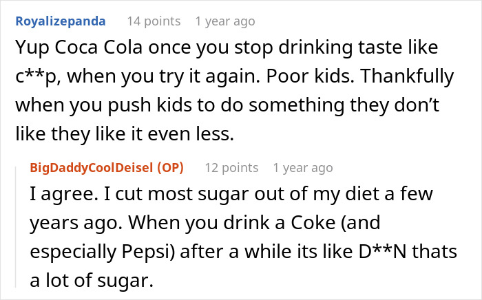 Comentarios sobre cómo los parientes boomer socavan los hábitos saludables de los niños al dar dulces y refrescos, causando frustración.