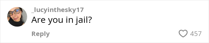Comente en la publicación de las redes sociales diciendo que está en la cárcel del usuario _lucynthesky17, recibiendo 457 me gusta en una discusión sobre los almuerzos escolares estadounidenses.