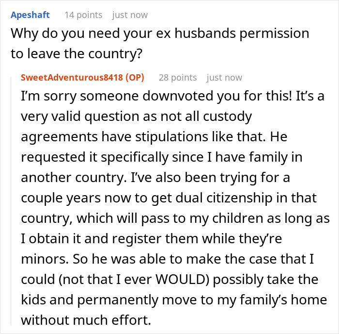 Conversación de Reddit sobre la revocación de pasaportes y los acuerdos de custodia que se extienden por el ex Deadbeat en el aeropuerto.