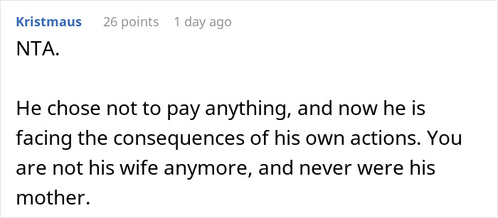 Captura de pantalla de un comentario de Reddit sobre una mujer que no advierte a su ex muerto que su pasaporte fue revocado, dejándolo varado en un aeropuerto.