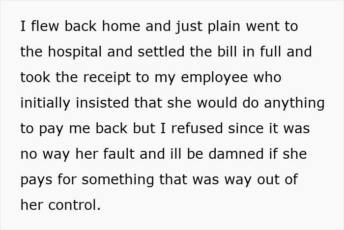 Extracto de texto sobre la solución de una factura del hospital y los empleados que se niegan a pagar en una compañía de seguros niega el contexto de reclamos de los empleados.