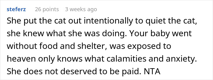 Captura de pantalla de un comentario de usuario que discute la negativa a pagar a una camiseta después del maltrato del gato.