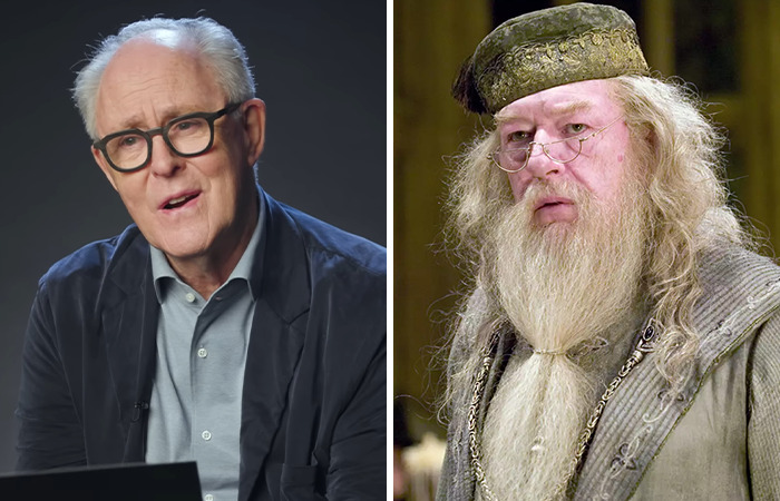 Hombre mayor con gafas que hablan en la entrevista junto al personaje que se asemeja a Dumbledore en la serie de Harry Potter, Casting News.