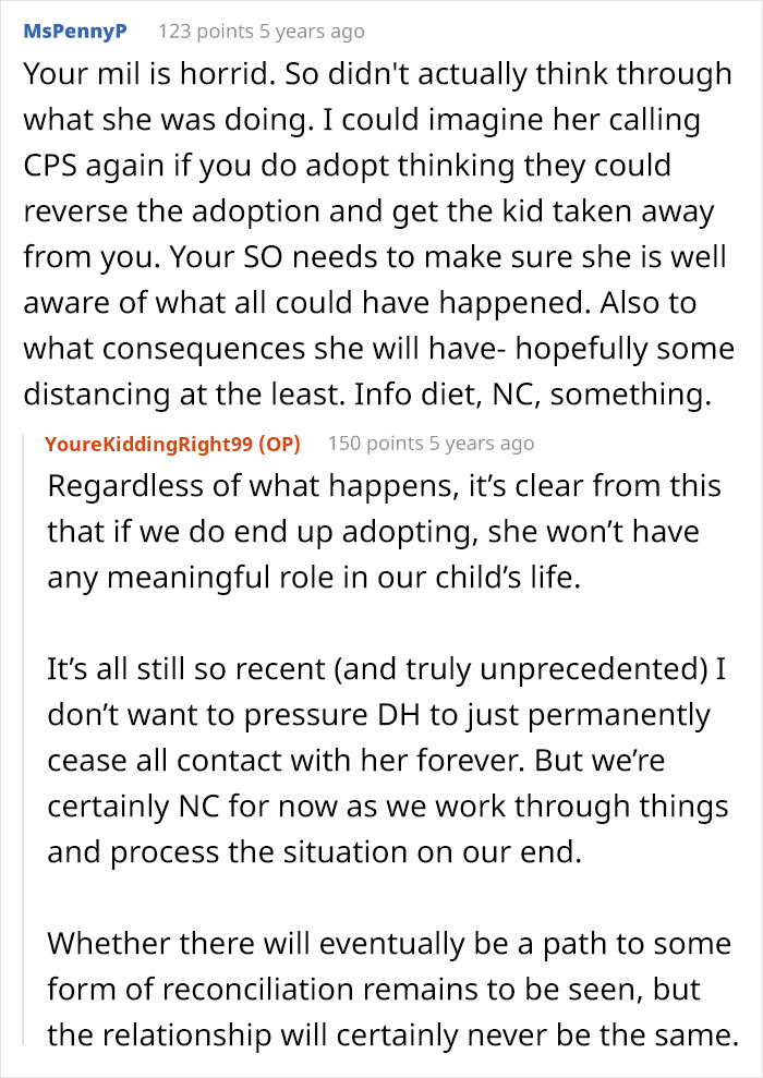 Reddit comenta discutir una suegra que llama a los servicios de protección infantil y su impacto en las relaciones familiares.