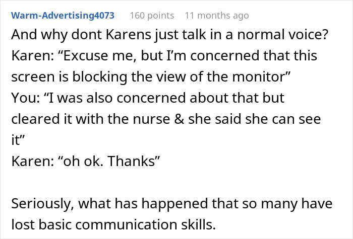 Conversación de texto que destaca el hilarante cumplimiento malicioso de la nueva madre con un vecino de UCIN entrometido sobre la vista Monitor de bloqueo de pantalla.