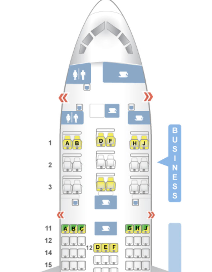 Diseño de asientos de avión que destaca los asientos e instalaciones de clase ejecutiva relacionadas con los sobrevivientes de accidentes de aviones.