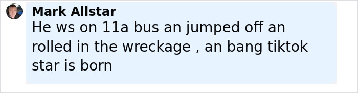 Comentar texto sobre fondo azul claro sobre accidentes de autobús, relacionado con el actor tailandés y la historia de Survivor Crash Survivor de Air India.