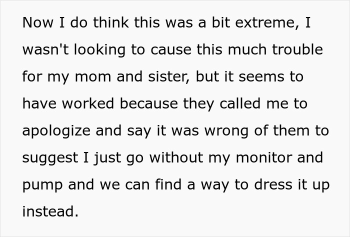 Extracto de texto sobre la mujer que se niega a arriesgar su salud para la estética de la foto de boda de la hermana, causando malestar familiares y disculpas.