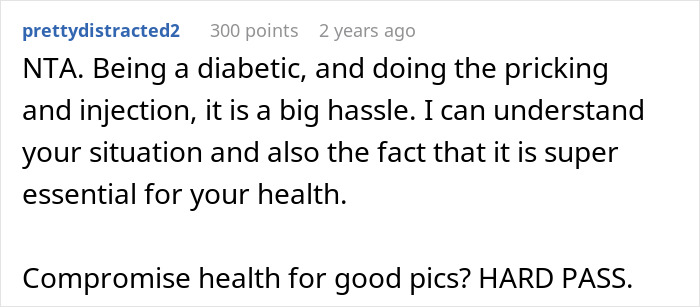 Comente sobre la mujer que se niega a la salud del riesgo de la foto de la boda de la hermana, destacando la diabetes y las preocupaciones de salud.